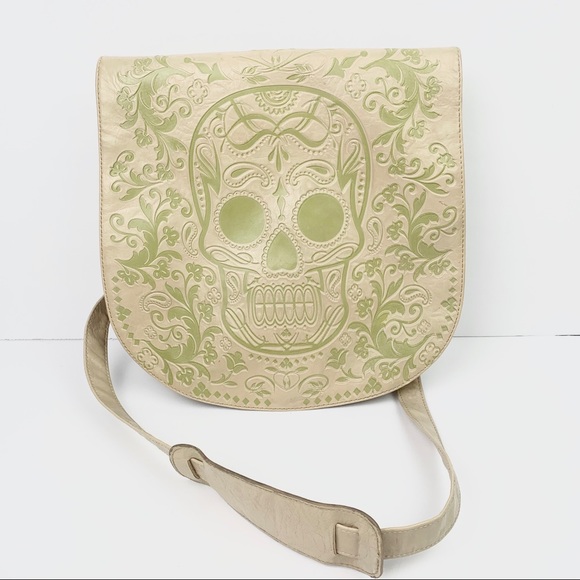 Loungefly Handbags - LOUNGEFLY Sugar Skull Tooled Messenger Satchel Bag